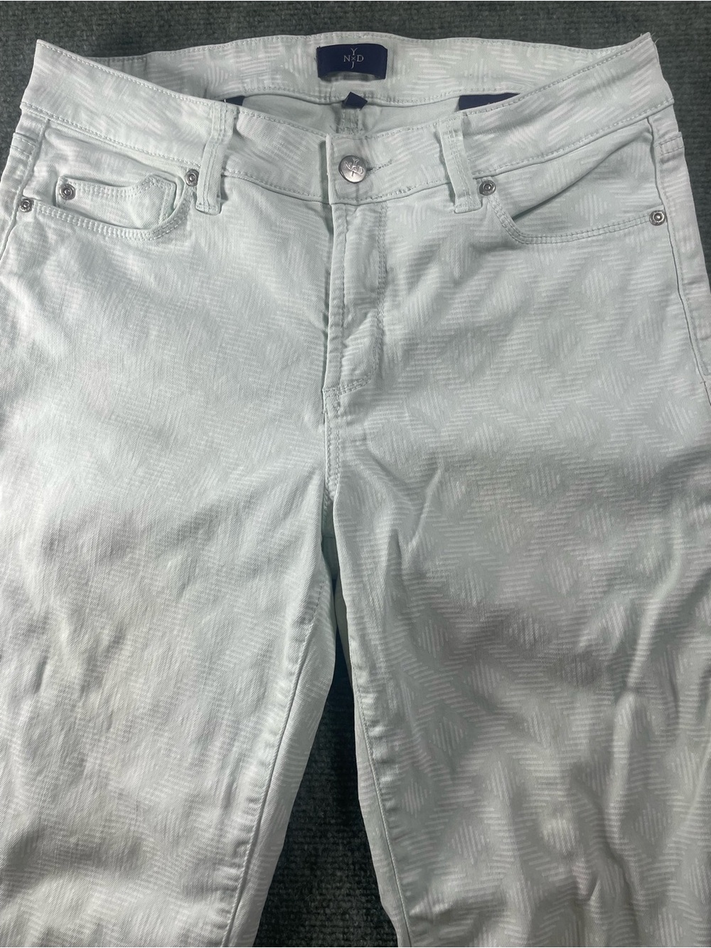 NYDJ Light Mint Skinny Jeans with Subtle Texture